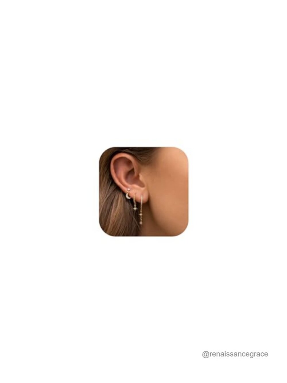 14K Gold Plated Huggie Hoop Stud Earrings Set for Women, Butterfly Evil Eye CZ